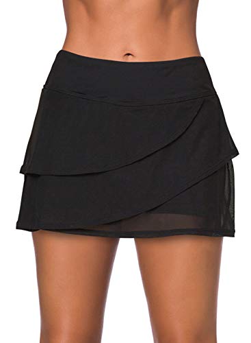 Aleumdr Women's Waistband Swimdress Ruffle Swim Skirt...