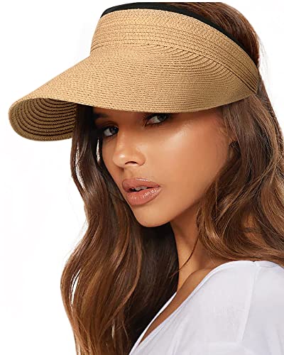 FURTALK Hat Straw Sun Visors for Women Summer Packable...